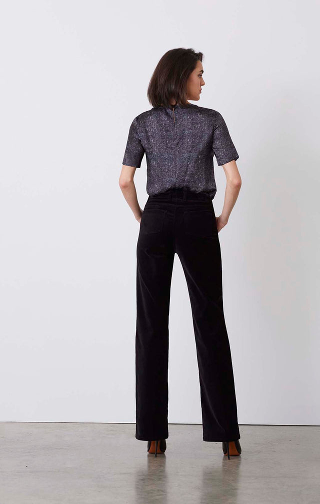 Licorice - Black Velveteen Jeans - On Model