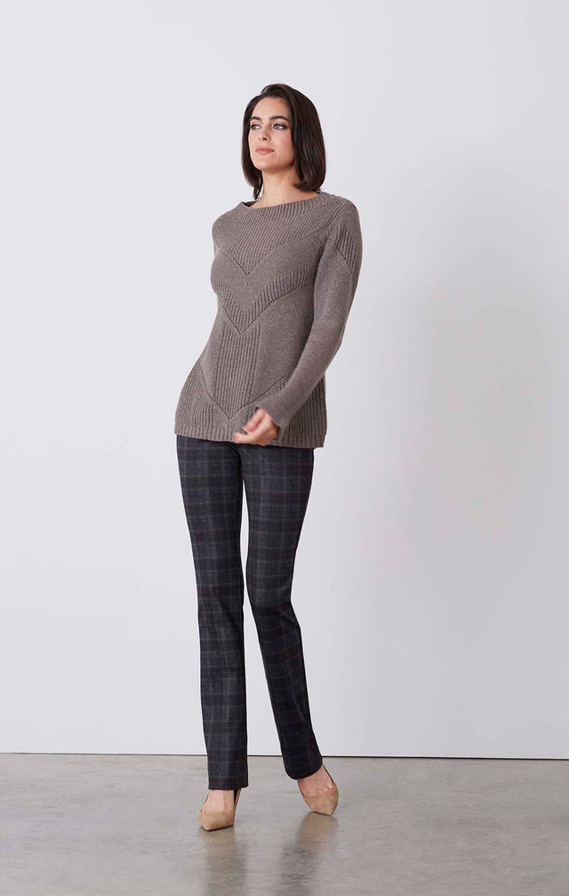 Art Deco - Patterned Rib Sweater - On Model