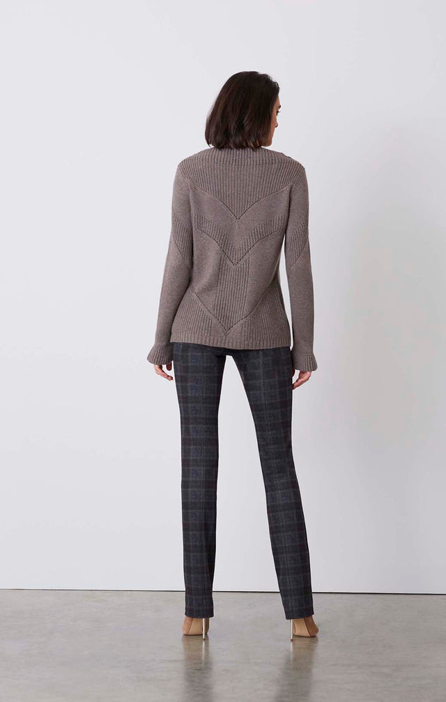 Art Deco - Patterned Rib Sweater - On Model