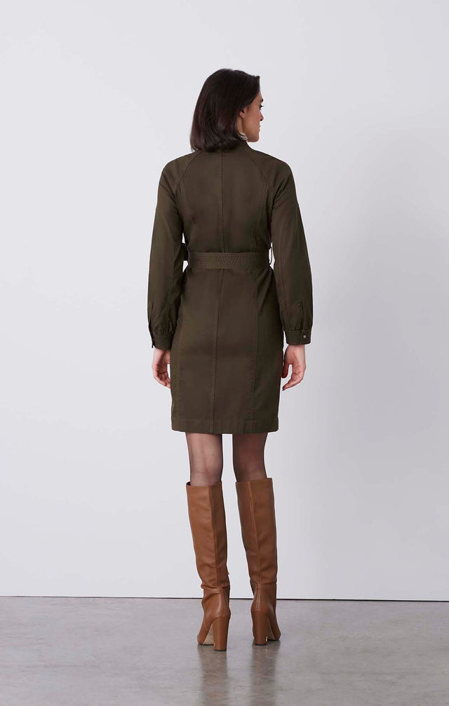 Heath - Topstitched Shirt Dress - On Model