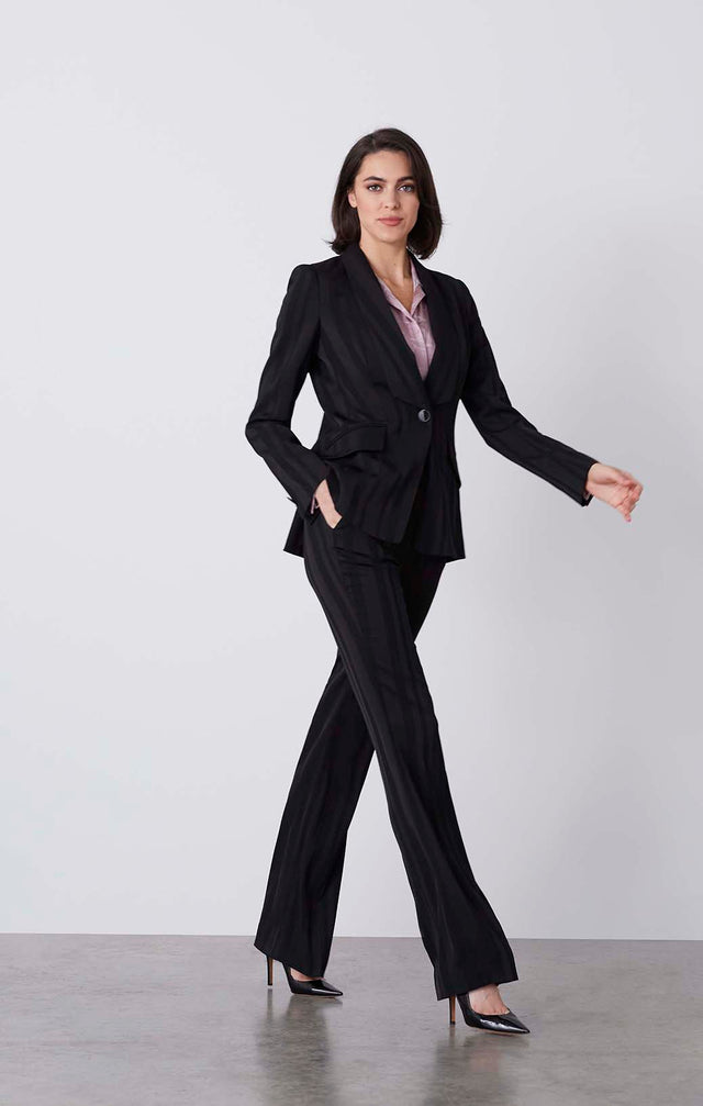 Panther- - Shadow Stripe Satin Tuxedo Jacket - On Model