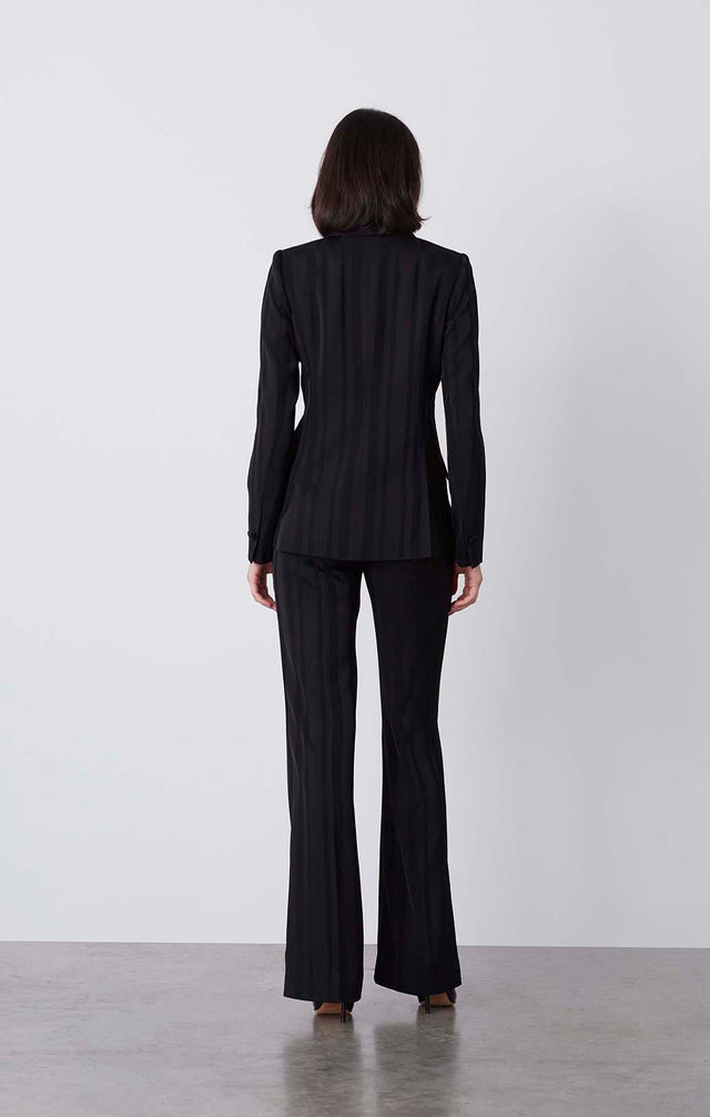 Panther- - Shadow Stripe Satin Tuxedo Jacket - On Model