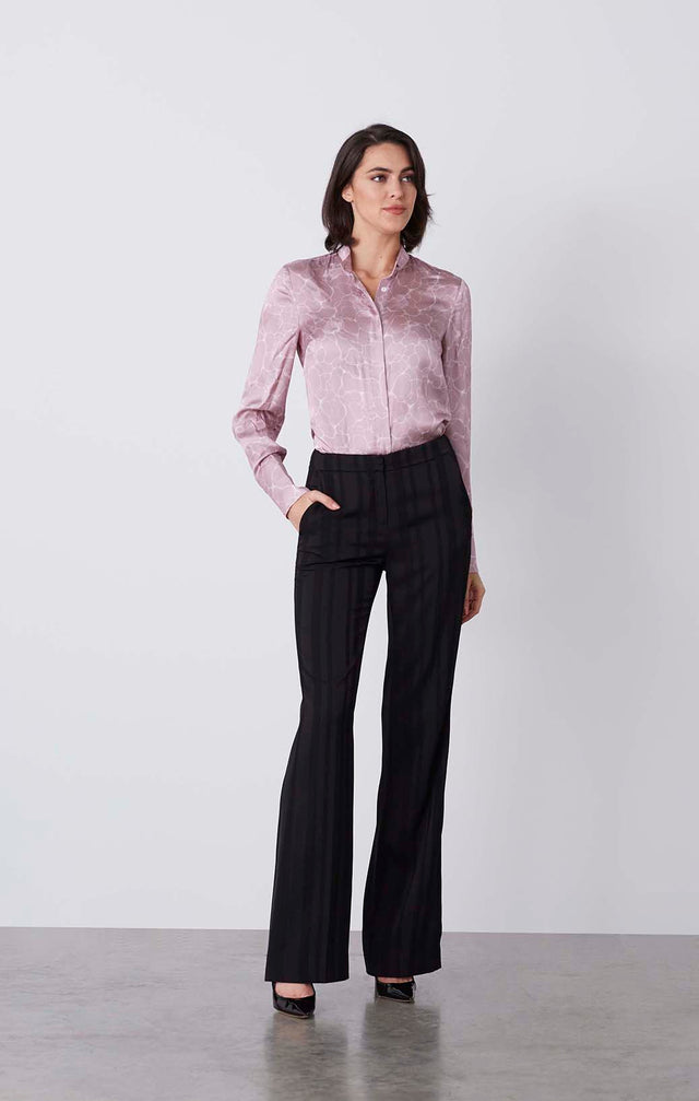 Panther - Shadow Stripe Satin Tuxedo Pants - On Model