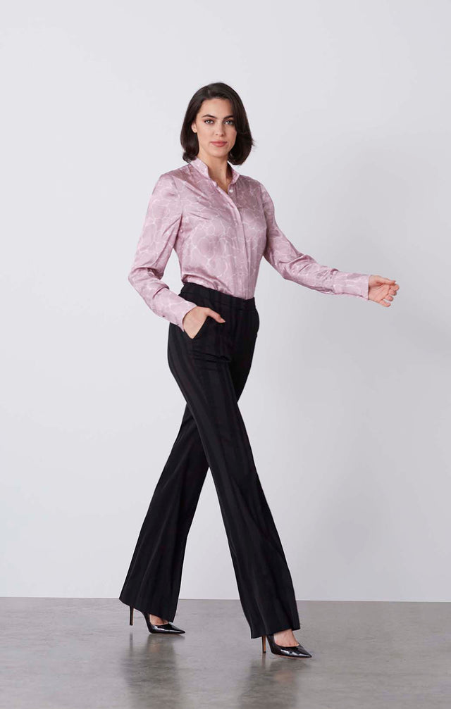 Panther - Shadow Stripe Satin Tuxedo Pants - On Model