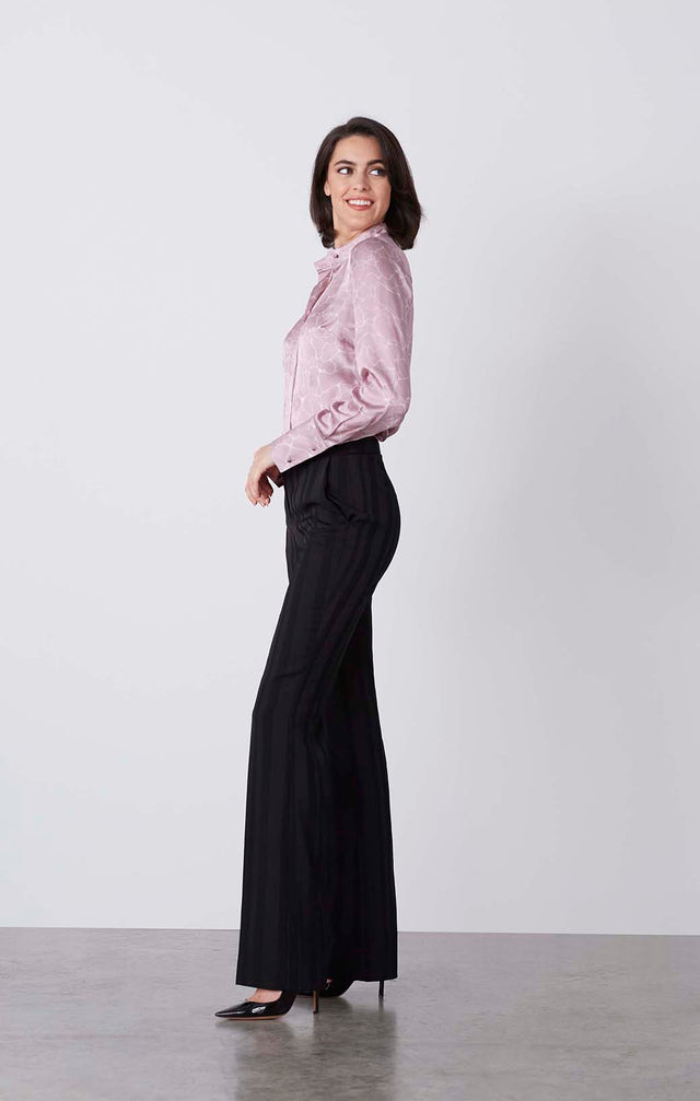Panther - Shadow Stripe Satin Tuxedo Pants - On Model