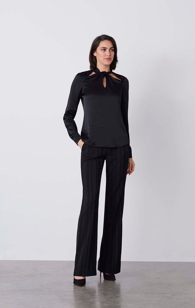 Singularity - Black Stretch-Silk Charmeuse Blouse - On Model