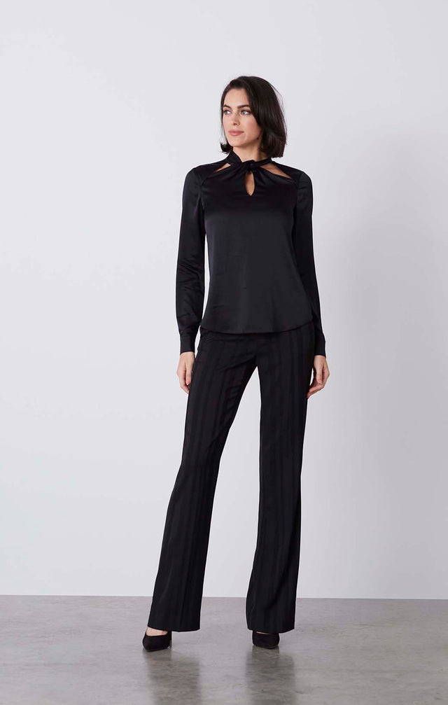 Singularity - Black Stretch-Silk Charmeuse Blouse - On Model