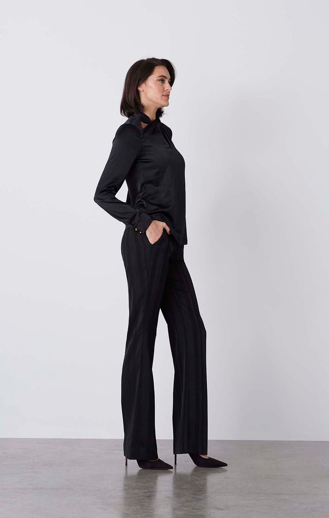 Singularity - Black Stretch-Silk Charmeuse Blouse - On Model