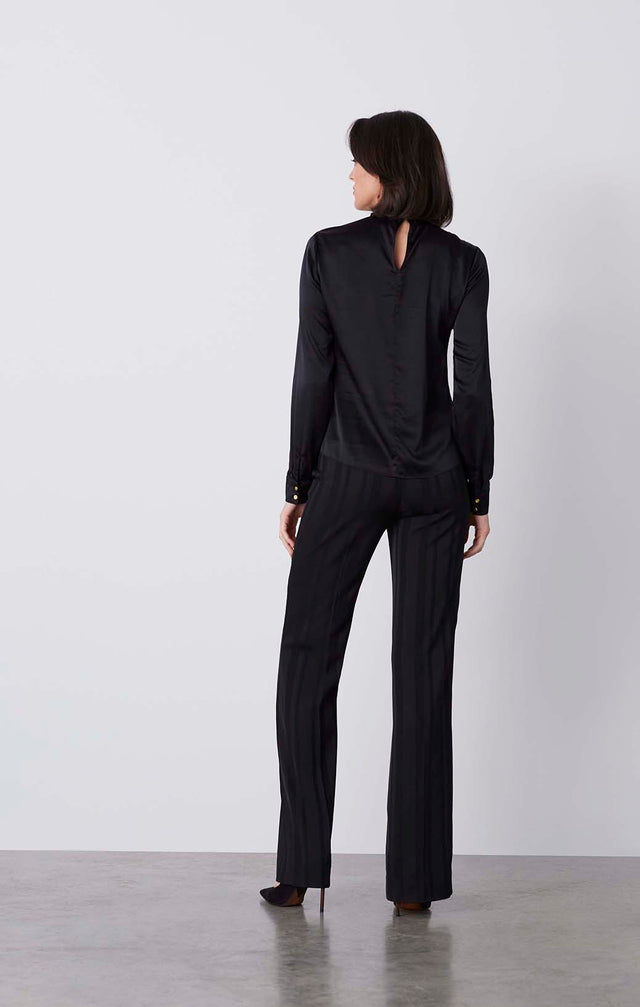 Singularity - Black Stretch-Silk Charmeuse Blouse - On Model