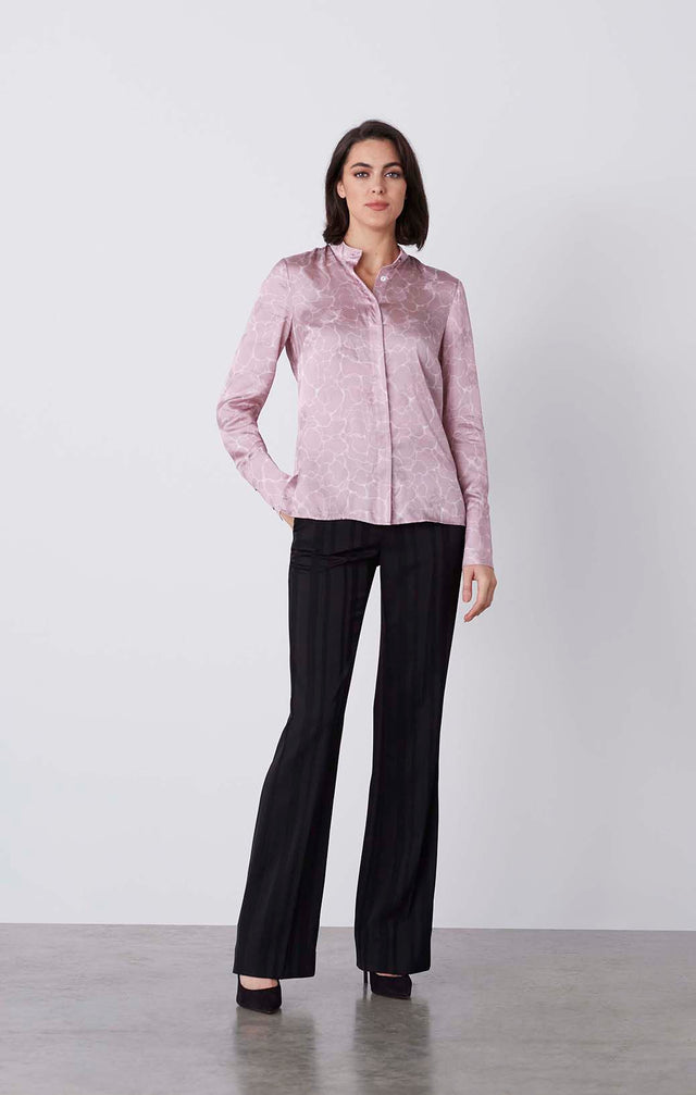 Beguile - Silk-Rich Print Blouse - On Model