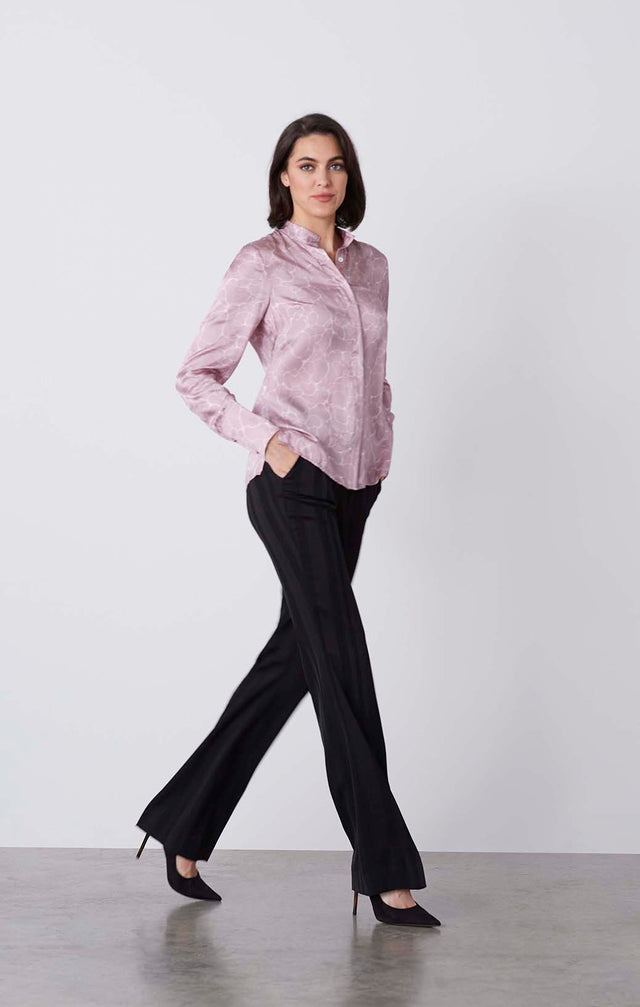 Beguile - Silk-Rich Print Blouse - On Model