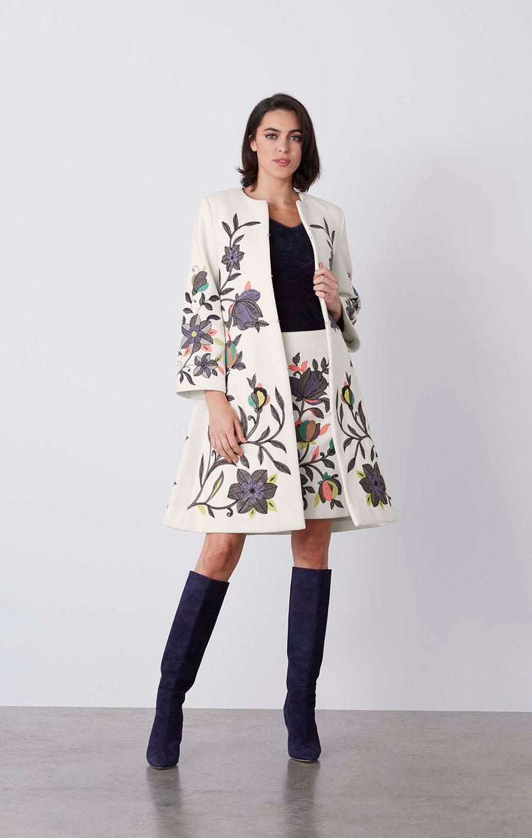 Floral embroidered coat sale