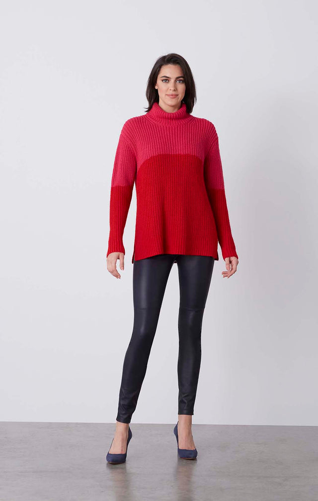 Compote - Colorblock Knit Turtleneck - On Model