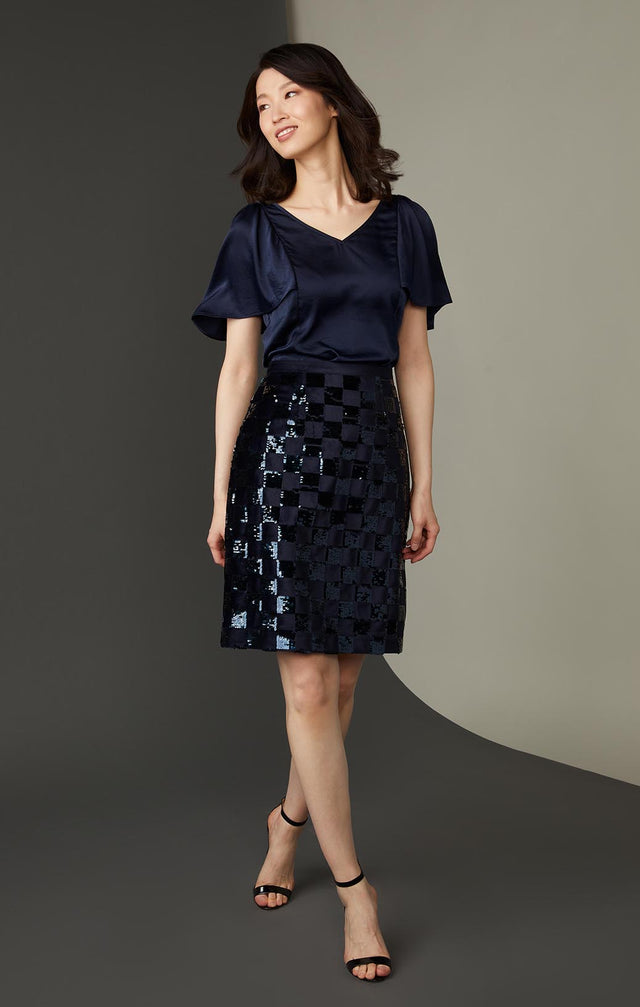 CHECKERS-SEQUINED VELVET SKIRT-4-sk-2134-ON MODEL