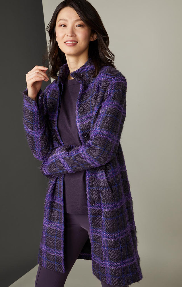 CHARMED-METALLIC PLAID TWEED COAT-2-ow-1857-ON MODEL