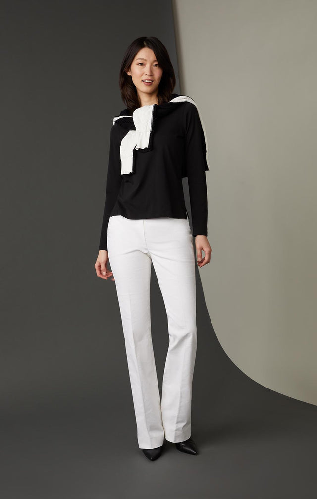 CONNECTED-BLACK & WHITE CABLE SWEATER-2-kn-2159-ON MODEL