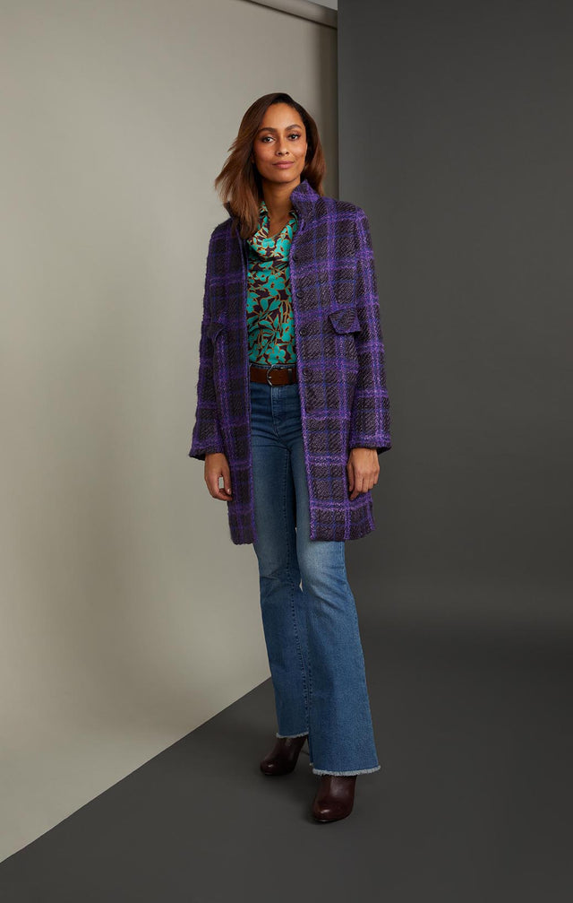 WARHOL-FLORAL JACQUARD BLOUSE-2-tp-1861-ON MODEL