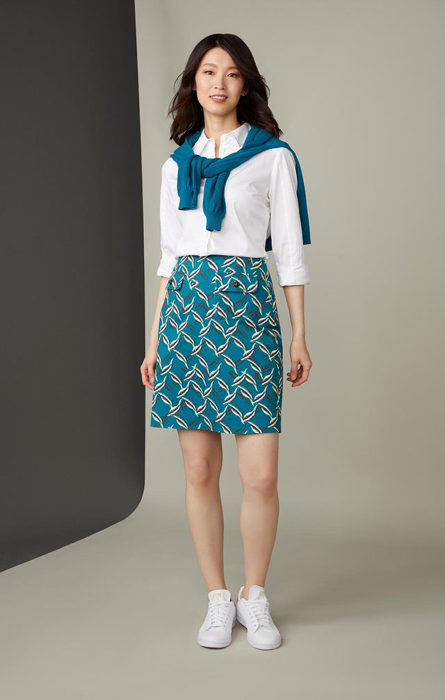 SEA EAGLE-FEATHER-PRINT SKIRT-2-sk-1871-ON MODEL