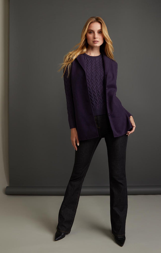 AUTUMN ROYAL-WOOL COAT WITH CABLE TRIM-2-jk-1856-ON MODEL