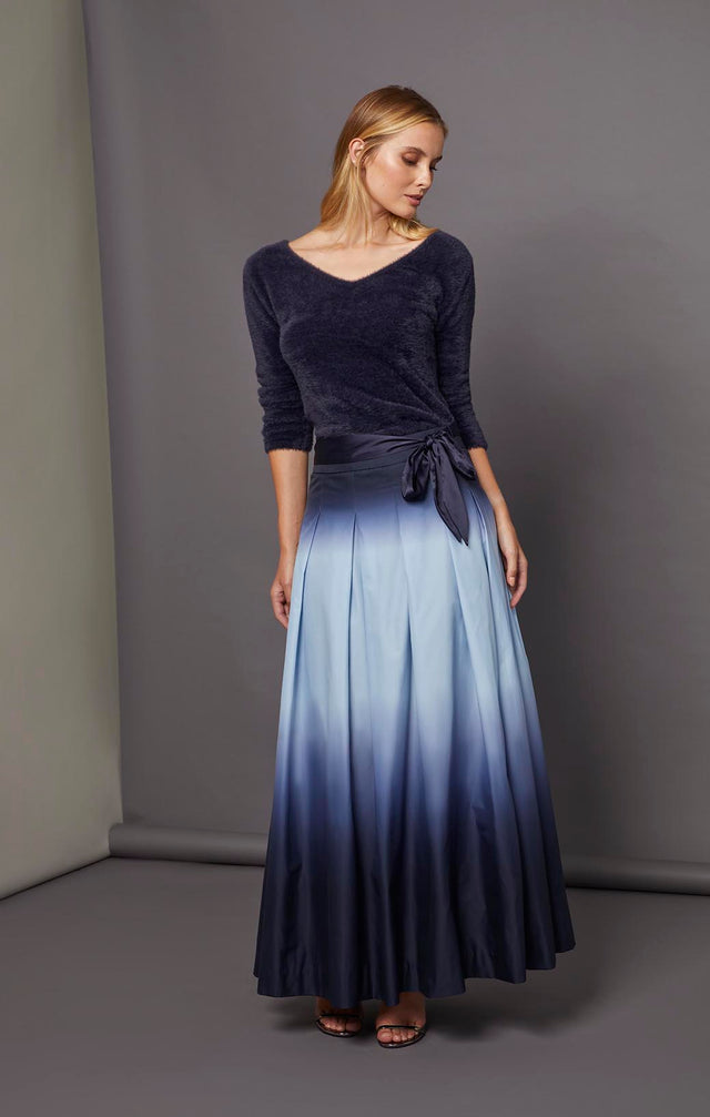 Fjord - Pleated Ombré Taffeta Maxi Skirt - On Model
