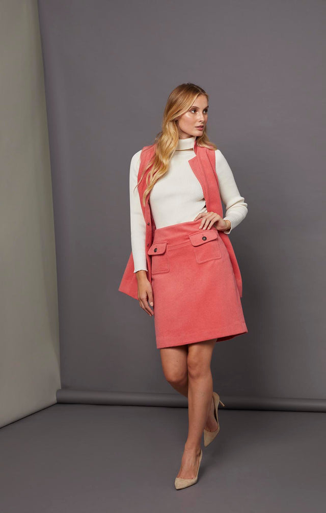 Pink Opal - Utility Mini Skirt In A Wool Blend - On Model