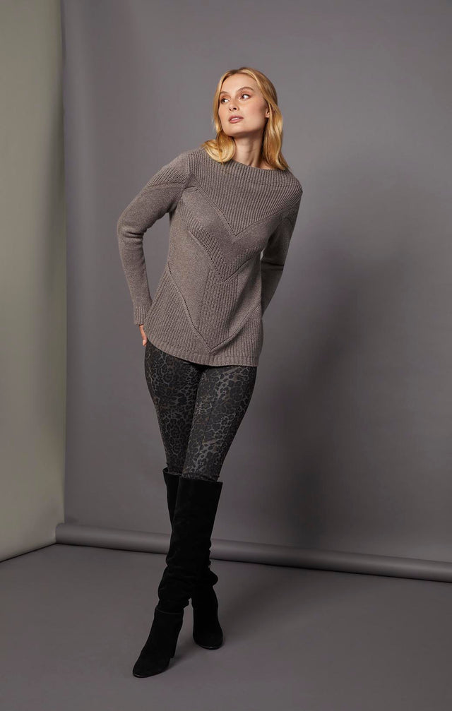 Art Deco - Patterned Rib Sweater - On Model