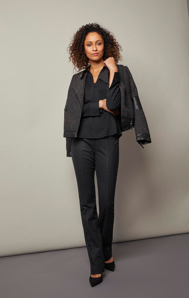Affinity - Pull-On Check Ponte Pants - On Model