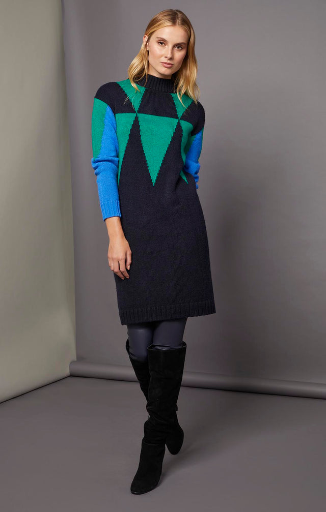 Bjork - Intarsia Knit Jacquard Dress - On Model