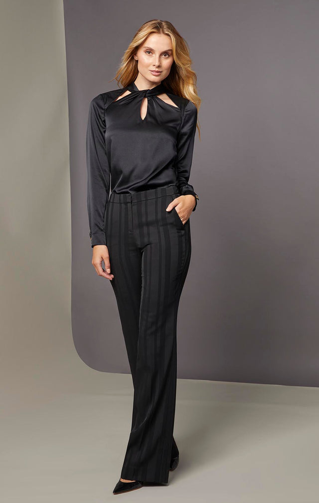 Singularity - Black Stretch-Silk Charmeuse Blouse - On Model
