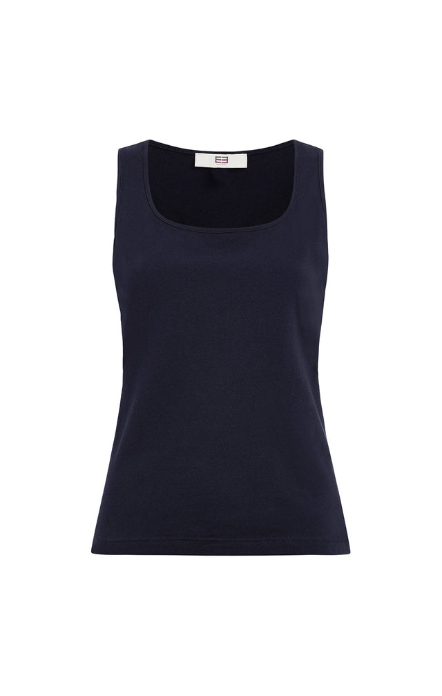 Laguna-Nvy - Stretch Jersey Tank Top With Portrait Neck - Product Image