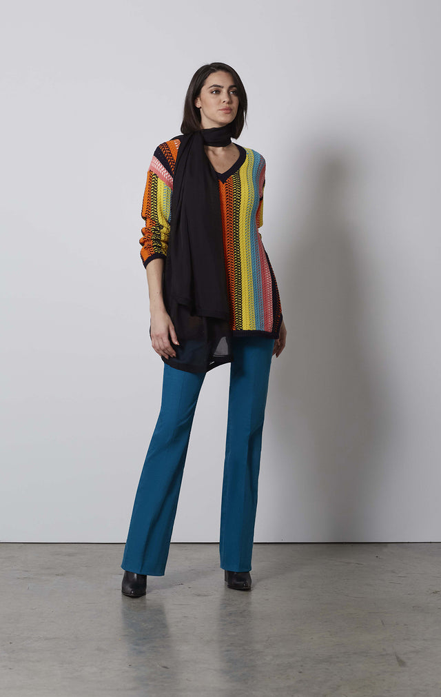 STACCATO-SPECTRAL STRIPE SWEATER-4-kn-2131-ON MODEL