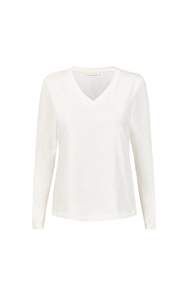Savvy-Ivr -Premium Stretch Cotton Jersey V-Neck Tee - Product Image