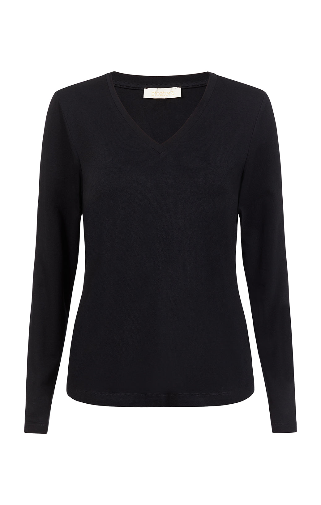 Savvy-Blk - Premium Stretch Cotton Jersey V-Neck Tee - Product Image