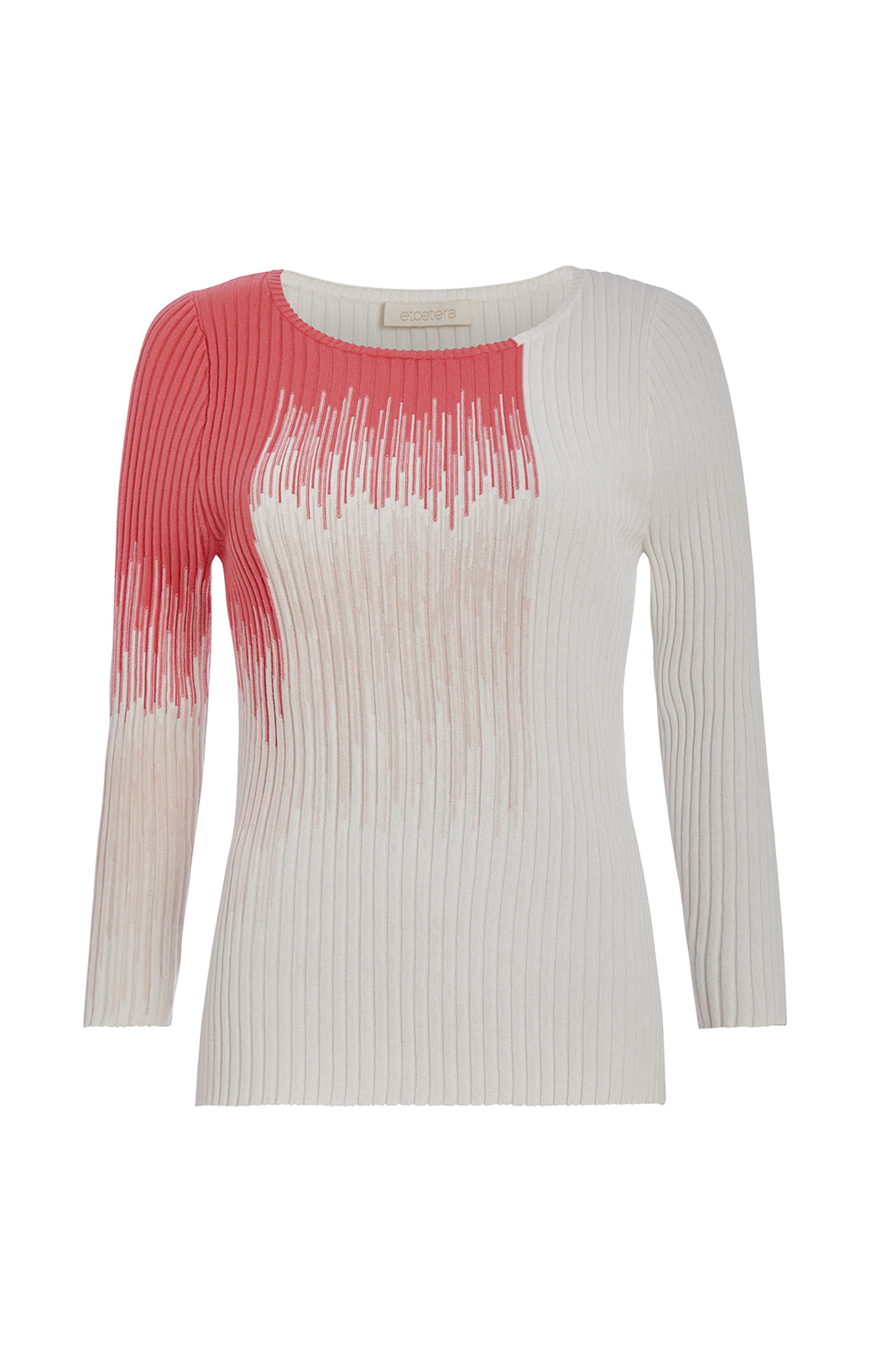 Sabrina - Pullover Knit Top With Ottoman Rib Details - Product Image