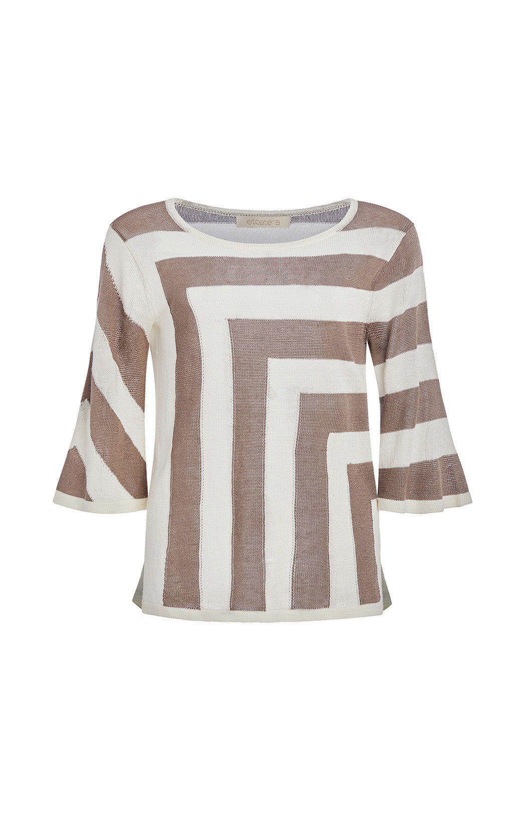 Freeport - White Knit Pullover With Black Ottoman Stripes - Product Image