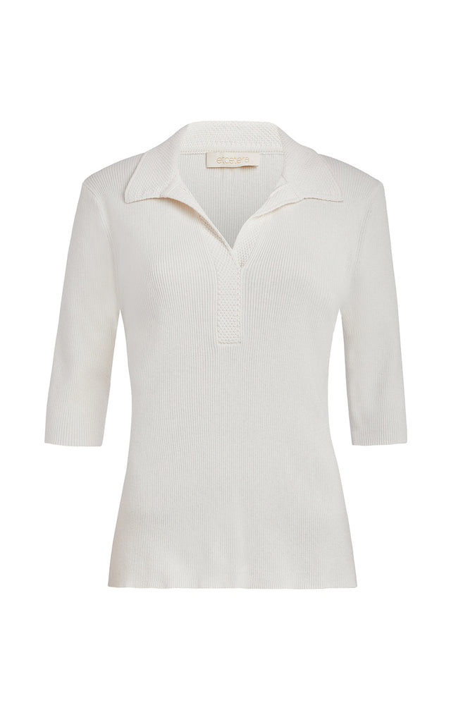 San Marco - Ivory Pullover Knit Polo Top - Product Image