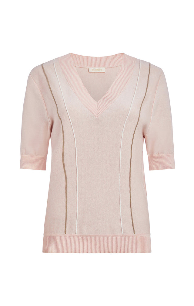Sabrina - Pullover Knit Top With Ottoman Rib Details - Product Image