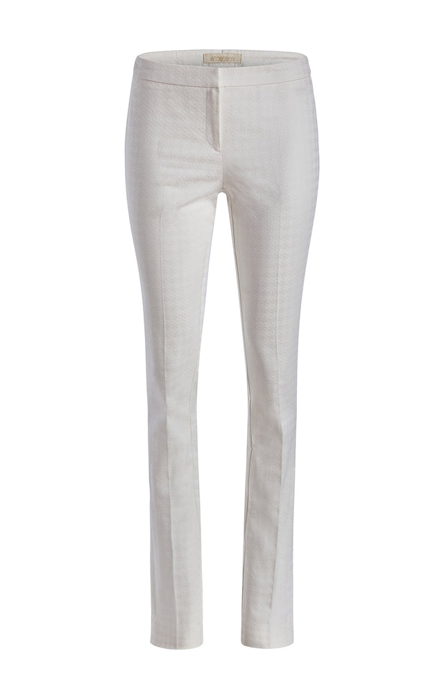 Baskerville - White Trousers In Stretch Houndstooth Jacquard - Product Image