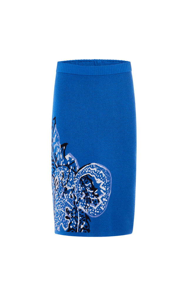 Frond - Placed Floral Jacquard Knit Skirt - Product Image