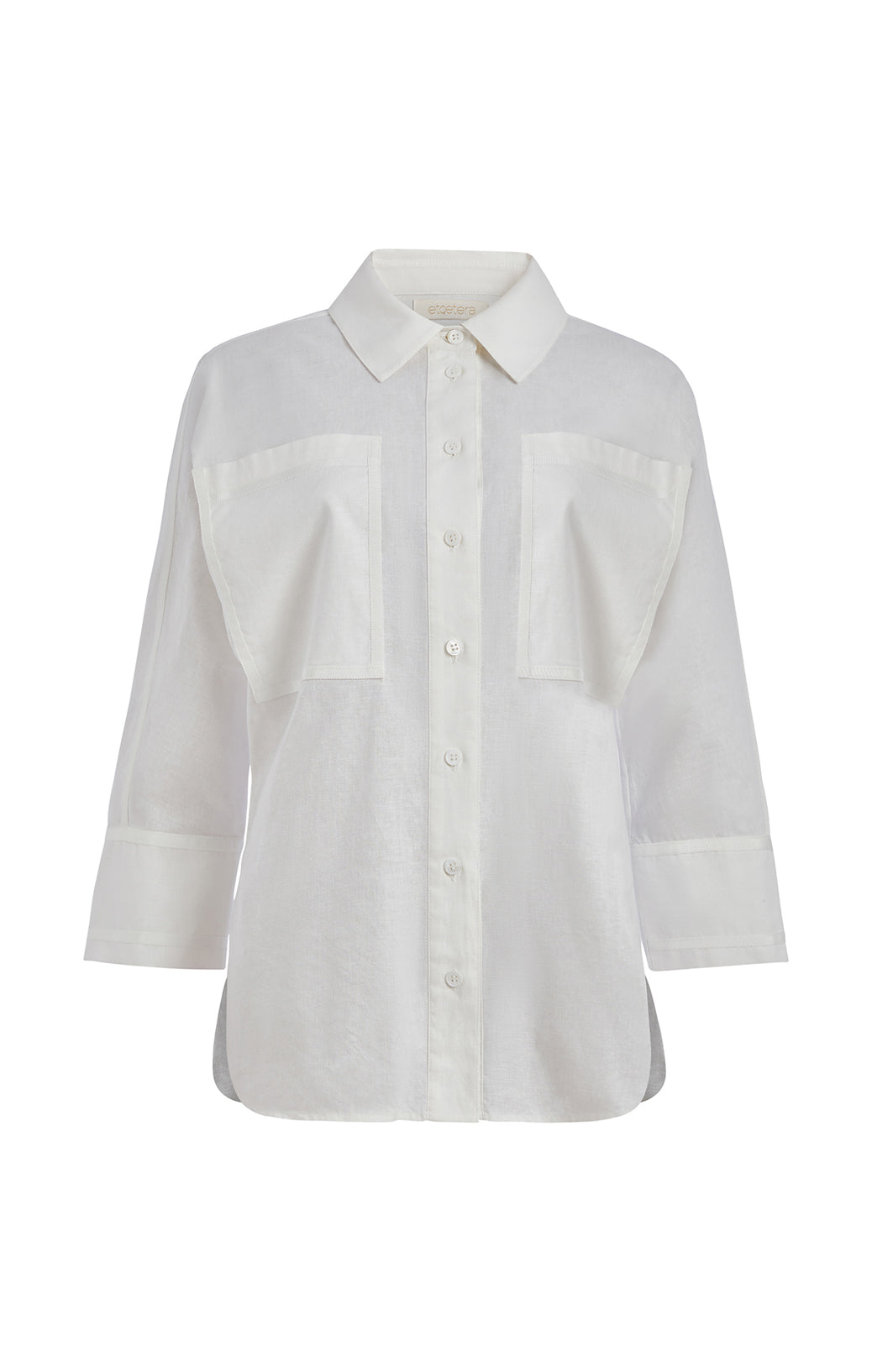 Cabo - White Sateen Shirt With Back Cutouts - Product Image