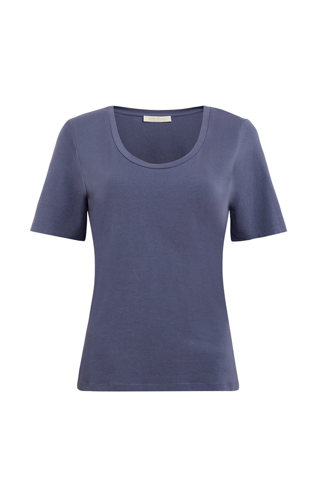 Tuscany-Dkbl - Stretch Cotton Jersey Scoop-Neck Tee - Product Image