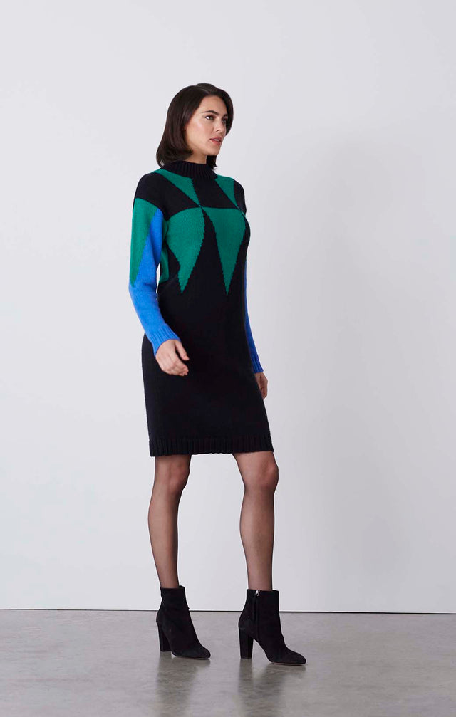 Bjork - Intarsia Knit Jacquard Dress - On Model