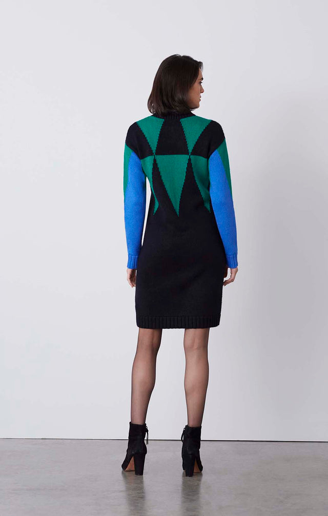 Bjork - Intarsia Knit Jacquard Dress - On Model