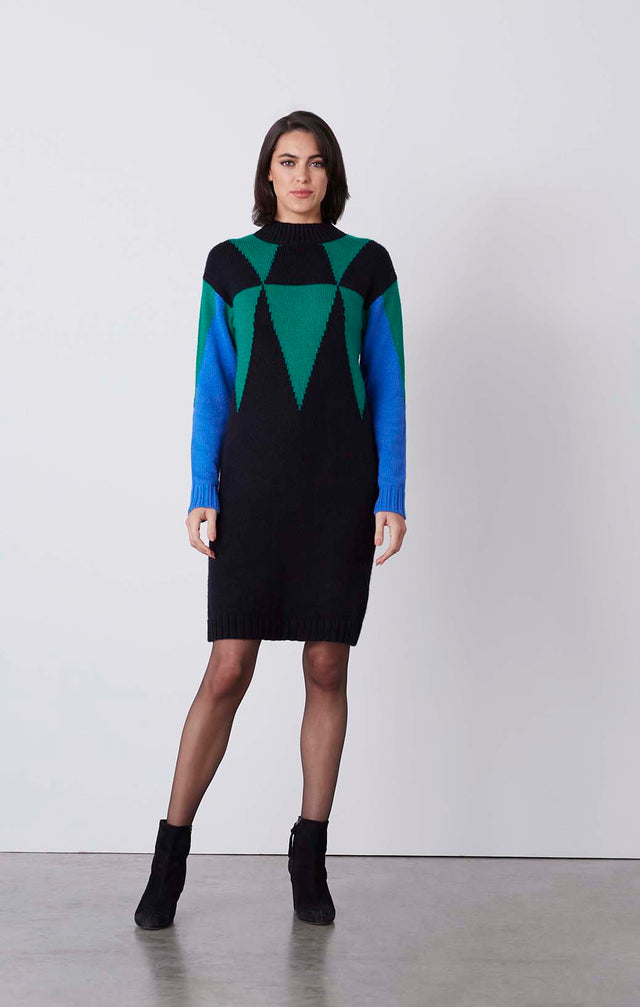 Bjork - Intarsia Knit Jacquard Dress - On Model