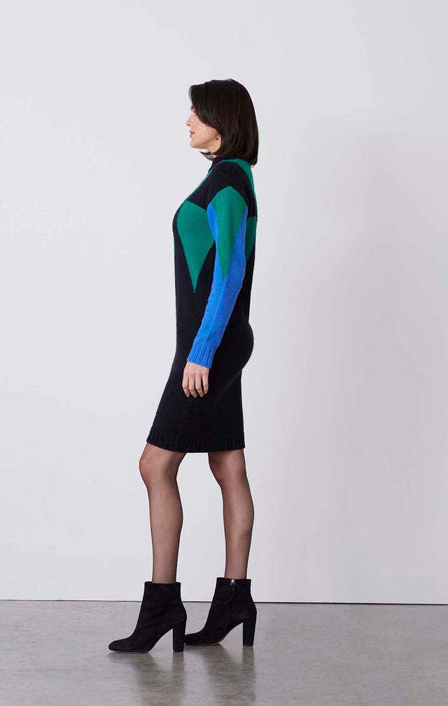 Bjork - Intarsia Knit Jacquard Dress - On Model