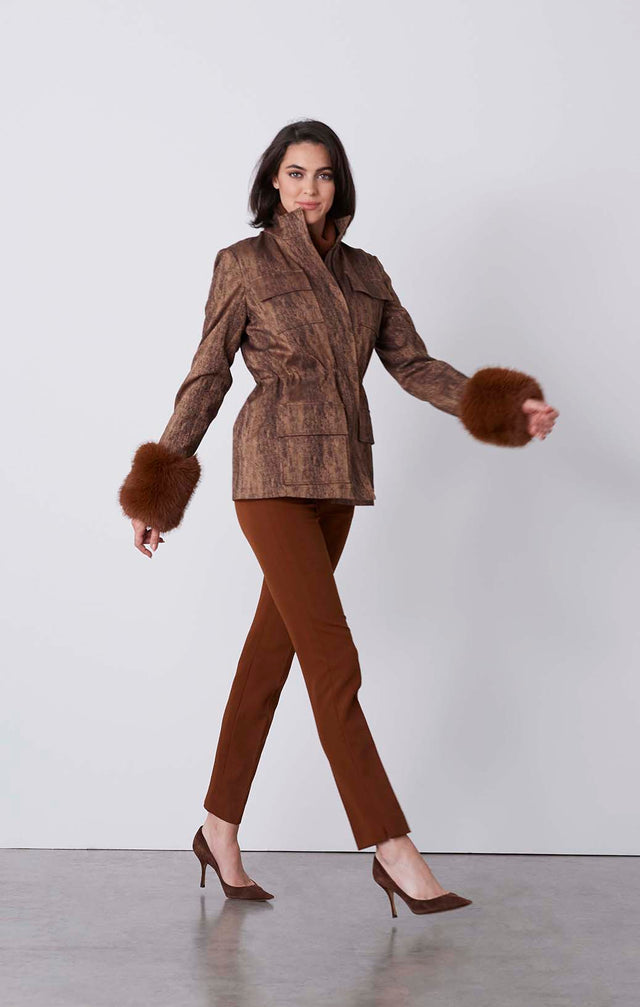 Foxy - Snakeskin Jacquard Jacket With Faux Fox Cuffs - On Model