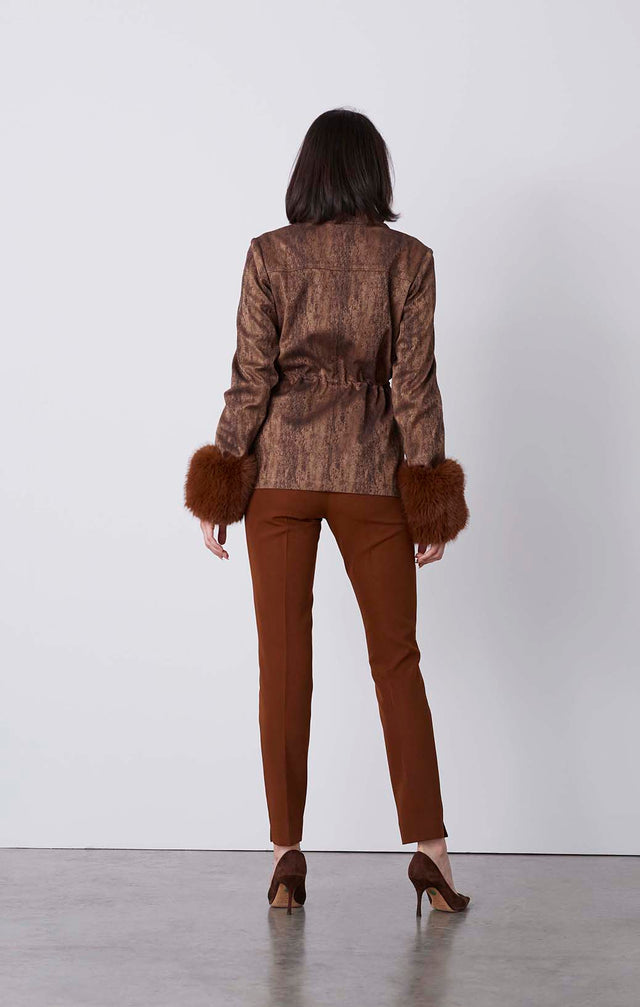 Foxy - Snakeskin Jacquard Jacket With Faux Fox Cuffs - On Model