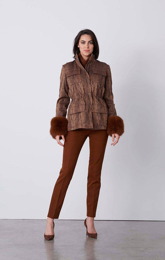 Foxy - Snakeskin Jacquard Jacket With Faux Fox Cuffs - On Model