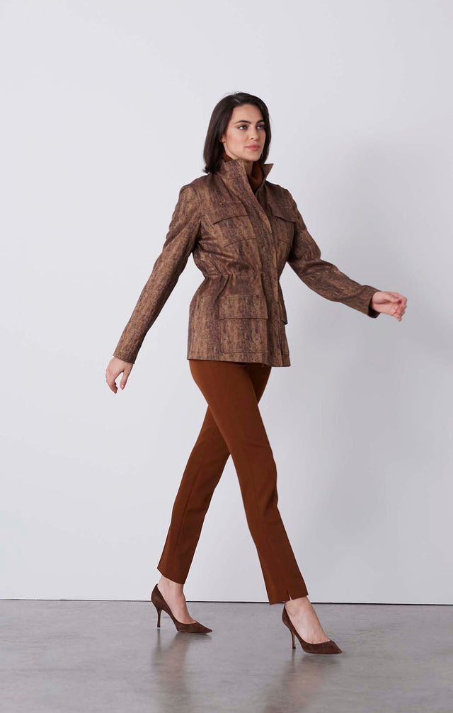 Foxy - Snakeskin Jacquard Jacket With Faux Fox Cuffs - On Model