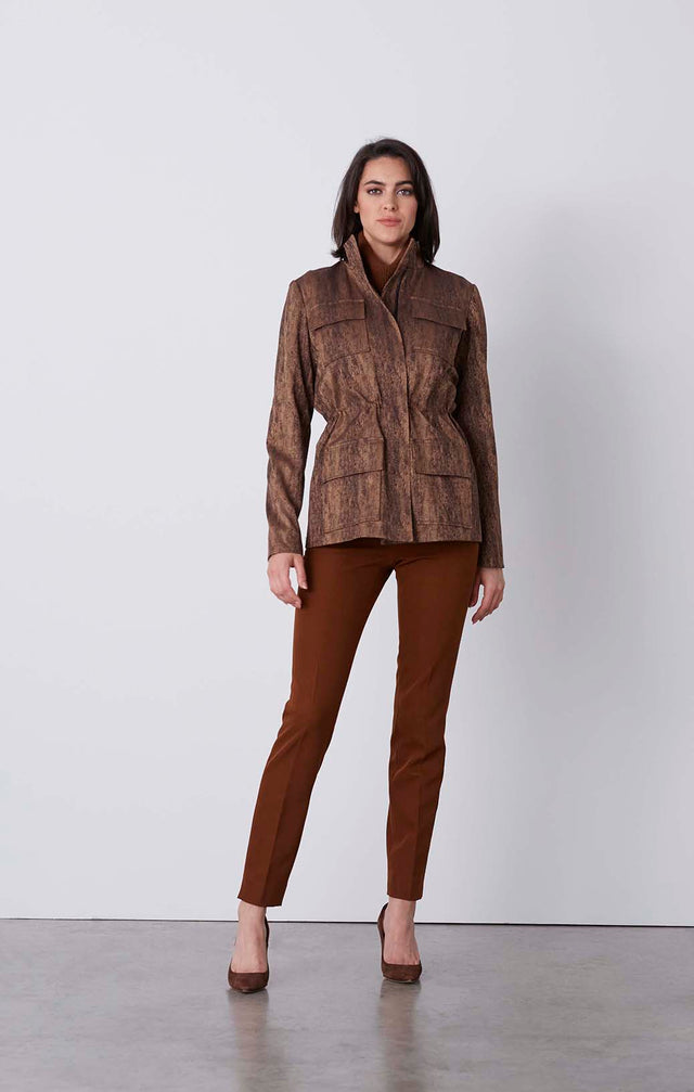 Foxy - Snakeskin Jacquard Jacket With Faux Fox Cuffs - On Model